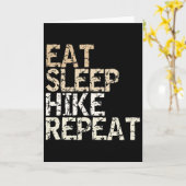Eat Sleep Hike Repeat ヴィンテージ風デザイン ハイキング カード (黄色い花)