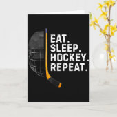 Eat Sleep Hockey Repea Funny Cool Hockey Player  カード (黄色い花)