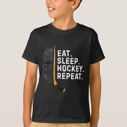 Eat Sleep Hockey Repea Funny Cool Hockey Player  Tシャツ (正面)