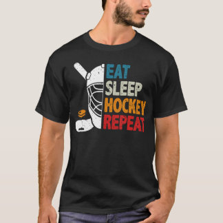 Eat Sleep Hockey Repeat アイスホッケー好きな若者向けデザイン Tシャツ