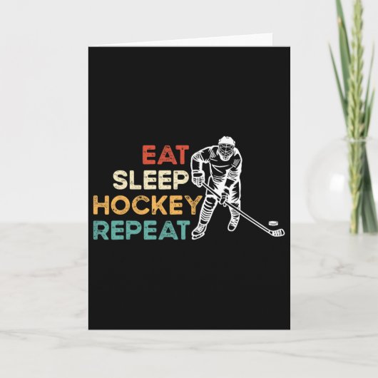 Eat Sleep Hockey Repeat アイスホッケー ラバー ユースプレート カード (正面)