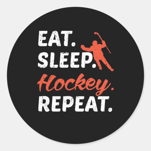 Eat Sleep Hockey Repeat ラウンドシール (正面)