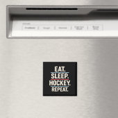 Eat Sleep Hockey Repeat 面白いホッケー選手 ファン 引用 マグネット (インサイチュ (食洗機))