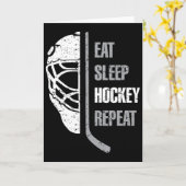 Eat Sleep Hockey Repeat Christmas For Teen Adult H カード (黄色い花)