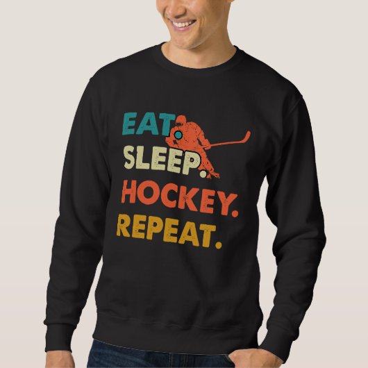 Eat Sleep Hockey Repeat Funny Ice Hockey Frisbee L スウェットシャツ (正面)
