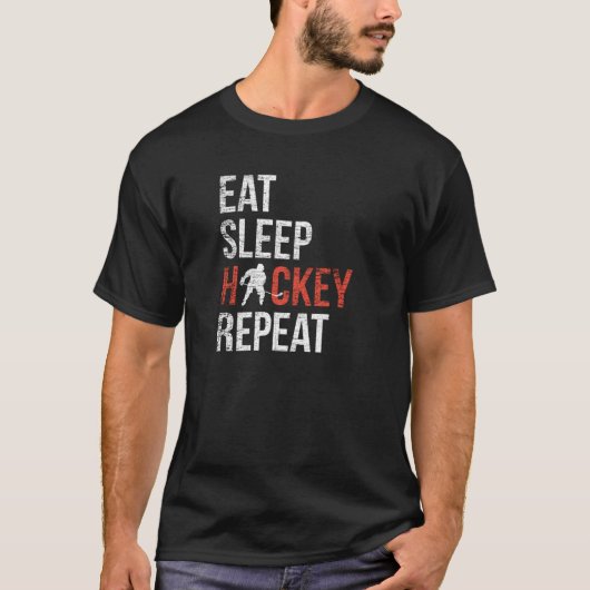 Eat Sleep Hockey Repeat Gift For Youth Tシャツ (正面)