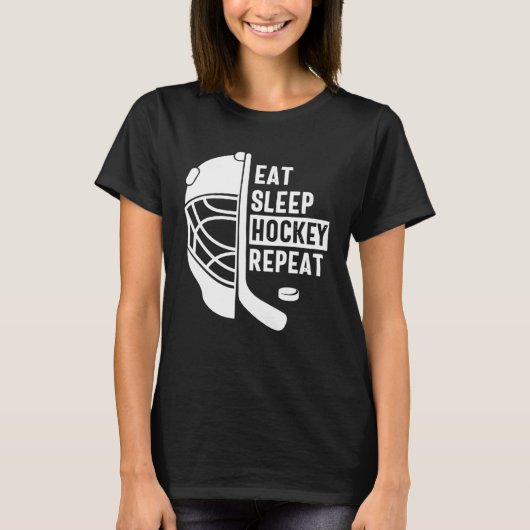 Eat Sleep Hockey Repeat Hockey Player Coach Hockey Tシャツ (正面)