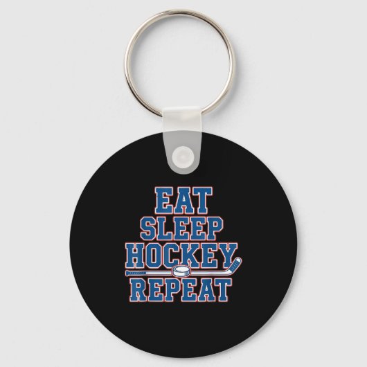Eat Sleep Hockey Repeat Ice Hockey For Teens Kids キーホルダー (正面)