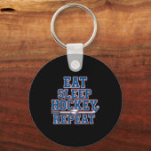 Eat Sleep Hockey Repeat Ice Hockey For Teens Kids キーホルダー (正面)