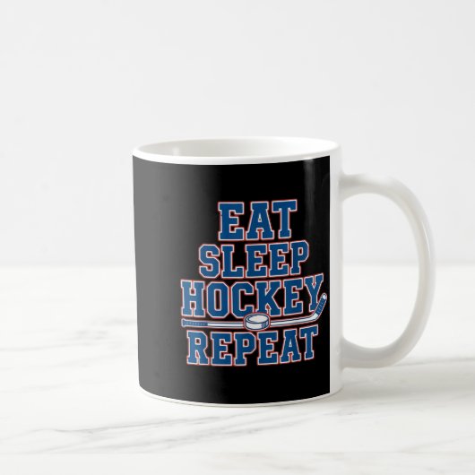 Eat Sleep Hockey Repeat Ice Hockey For Teens Kids コーヒーマグカップ (右)
