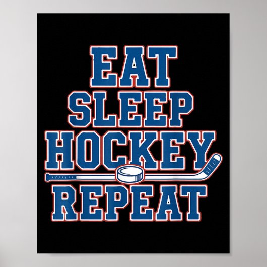 Eat Sleep Hockey Repeat Ice Hockey For Teens Kids  ポスター (正面)