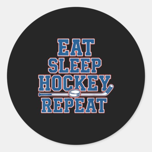 Eat Sleep Hockey Repeat Ice Hockey For Teens Kids  ラウンドシール (正面)