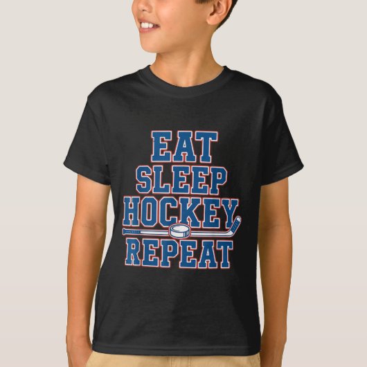 Eat Sleep Hockey Repeat Ice Hockey For Teens Kids  Tシャツ (正面)