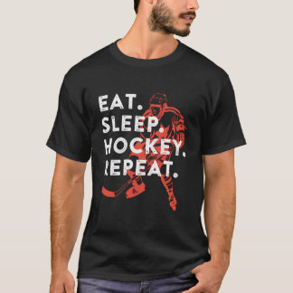 Eat Sleep Hockey Repeat Tシャツ