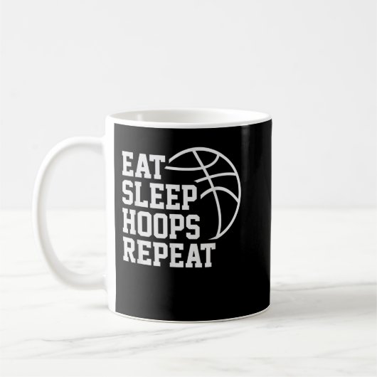 Eat Sleep Hoops Repeat Funny Saying Quote Basketba コーヒーマグカップ (左)