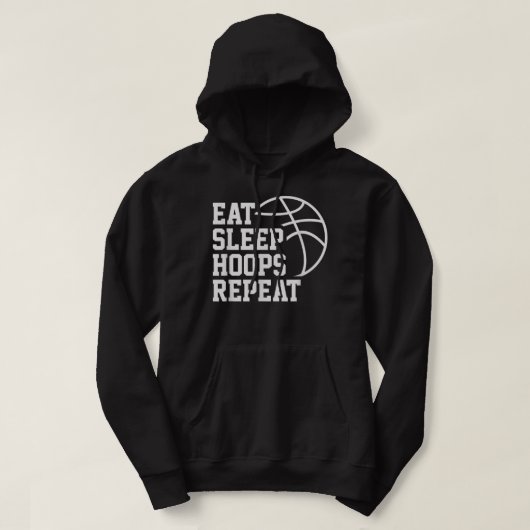 Eat Sleep Hoops Repeat Funny Saying Quote Basketba パーカ (デザイン正面)