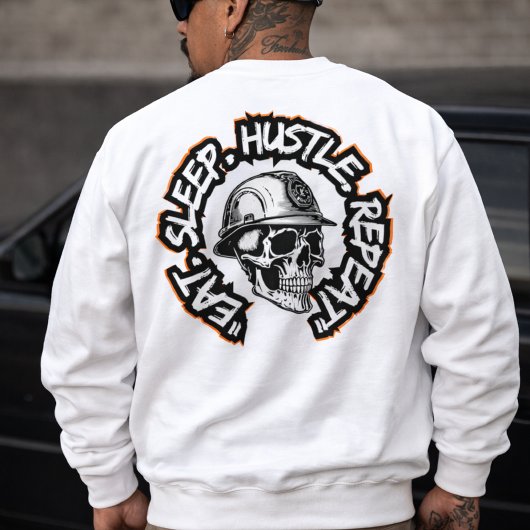 Eat Sleep Hustle Repeat バックプリント スウェットシャツ