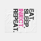 Eat Sleep Inject Repeat Nurse Injector フリースブランケット (正面(横))