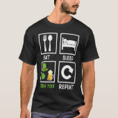 Eat Sleep Irish Folk Repeat St Patrick's Day Tシャツ (正面)