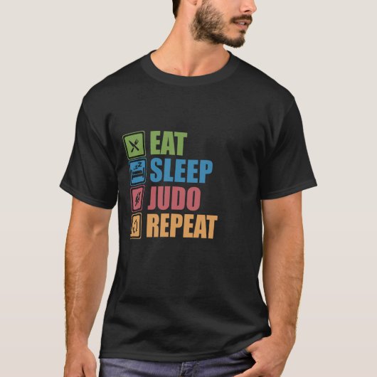 Eat Sleep Judo Repeat Tシャツ (正面)