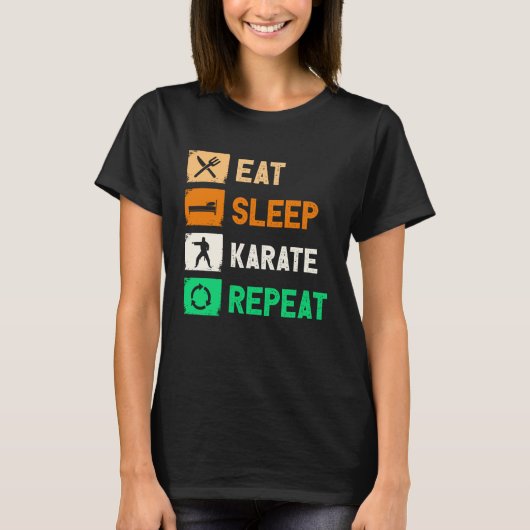 Eat Sleep Karate Repeat Men Women Judo Kendo Tシャツ (正面)