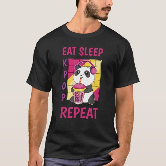 Eat Sleep Kpop Repeat Korean Heart Love K Pop Blac Tシャツ (正面)
