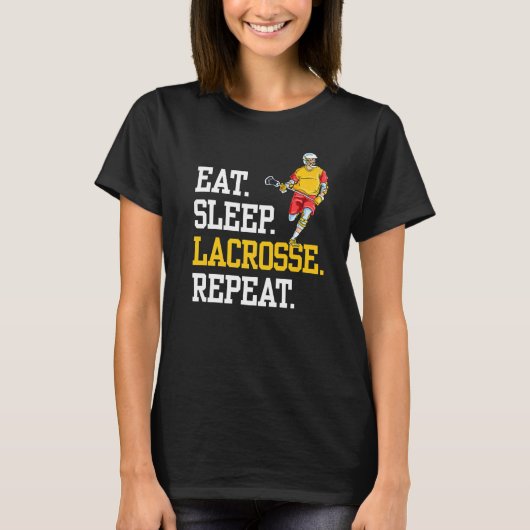 Eat Sleep Lacrosse Repeat Sports Team Tシャツ (正面)