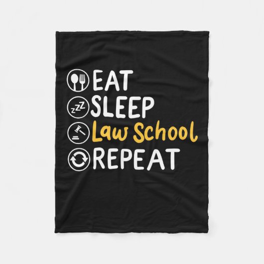 Eat Sleep Law School Repeat フリースブランケット (正面)