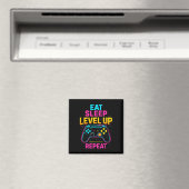 Eat Sleep Level Up Repeat ゲーマー 楽しい ビデオゲーム グッズ マグネット (インサイチュ (食洗機))