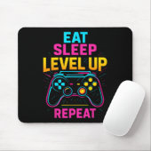 Eat Sleep Level Up Repeat Gamer Funny Video Game G マウスパッド (マウス)