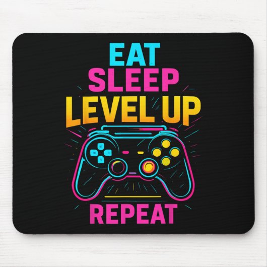 Eat Sleep Level Up Repeat Gamer Funny Video Game G マウスパッド (正面)