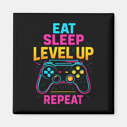 Eat Sleep Level Up Repeat Gamer Funny Video Game G マグネット (正面)