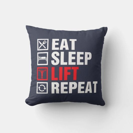 Eat Sleep Lift Repeat クッション (正面)