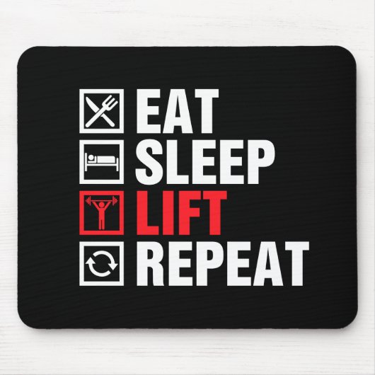 Eat Sleep Lift Repeat マウスパッド (正面)