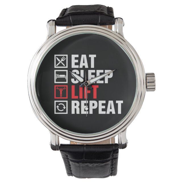 Eat Sleep Lift Repeat 腕時計 (正面)