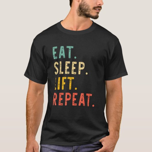 Eat Sleep Lift Repeat Weightlifting Weightlifter V Tシャツ (正面)