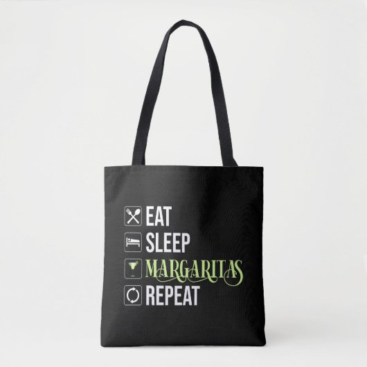 Eat Sleep Margaritas Repeat トートバッグ (正面)