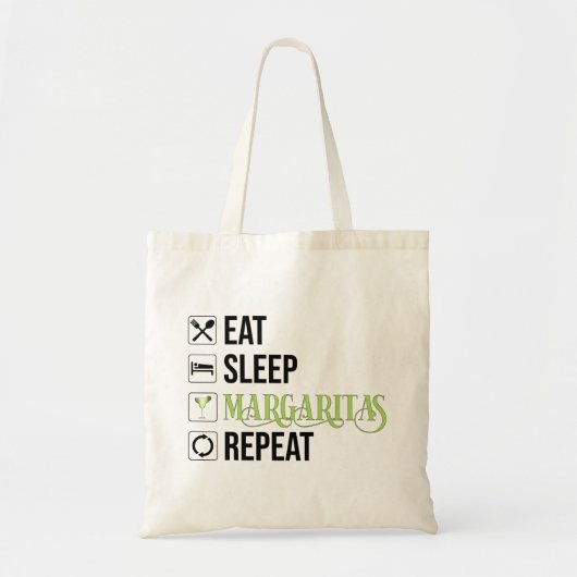 Eat Sleep Margaritas Repeat トートバッグ (正面)