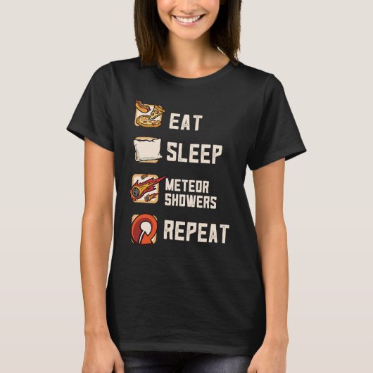 Eat Sleep Meteor Showers Repeat Rock Asteroid Tシャツ (正面)