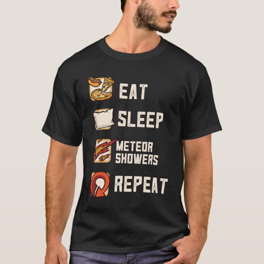 Eat Sleep Meteor Showers Repeat Rock Asteroid Tシャツ (正面)