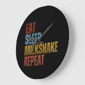 EAT SLEEP MILKSHAKE REPEAT ラージ壁時計 (傾斜)