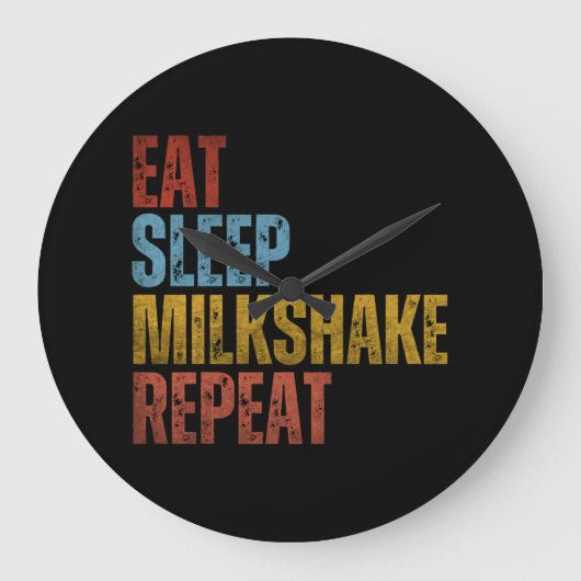 EAT SLEEP MILKSHAKE REPEAT ラージ壁時計 (正面)