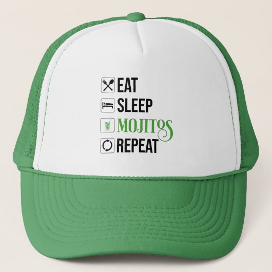 Eat Sleep Mojitos Repeat キャップ (正面)