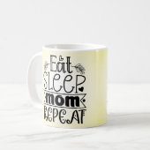 Eat Sleep Mom Repeat コーヒーマグ コーヒーマグカップ (正面左)