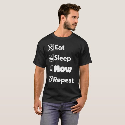 Eat Sleep Mow Repeat Grass Cutting Landscaper Lawn Tシャツ (正面フル)