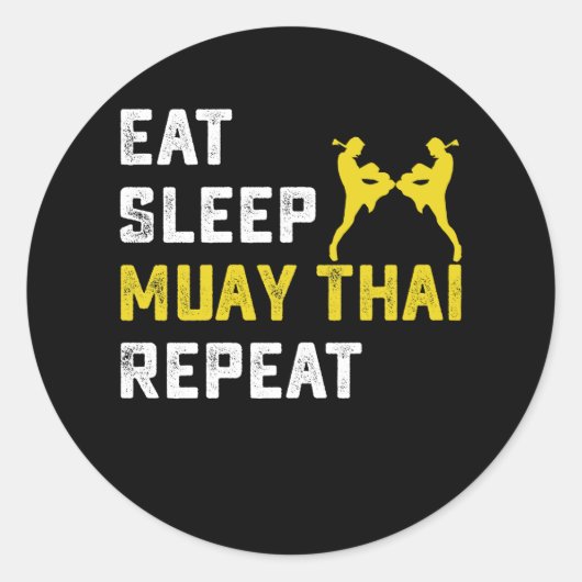 Eat Sleep Muay Thai Repeat Gift ラウンドシール (正面)