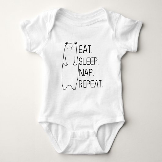 Eat Sleep Nap Repeat Custom Baby Bear Bodysuit ベビーボディスーツ (正面)