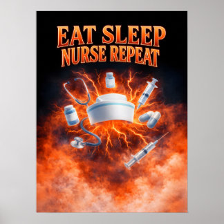 Eat Sleep Nurse Repeat アート ポスター