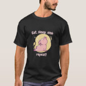 Eat Sleep Oink Repeat Retro Cute Pig Present Tシャツ (正面)