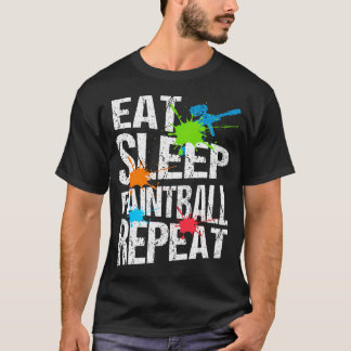 Eat Sleep Paintball Repeat ウィークエンドアクション Tシャツ